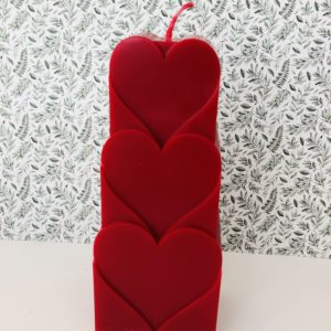 Bougie déco triple cœurs Saint Valentin
