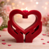 Bougie Saint-Valentin cœur tenu par des mains, création artisanale française