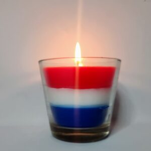 Bougie bleu blanc rouge dans verrine