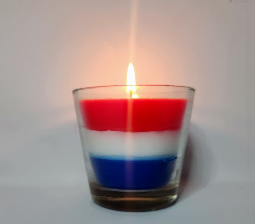 Bougie bleu blanc rouge dans verrine – Image 1