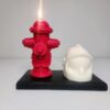 Coffret bougie borne à incendie et casque en cire blanc