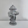 bougie miniature d'un poteau incendie couleur métal 10 cm haut