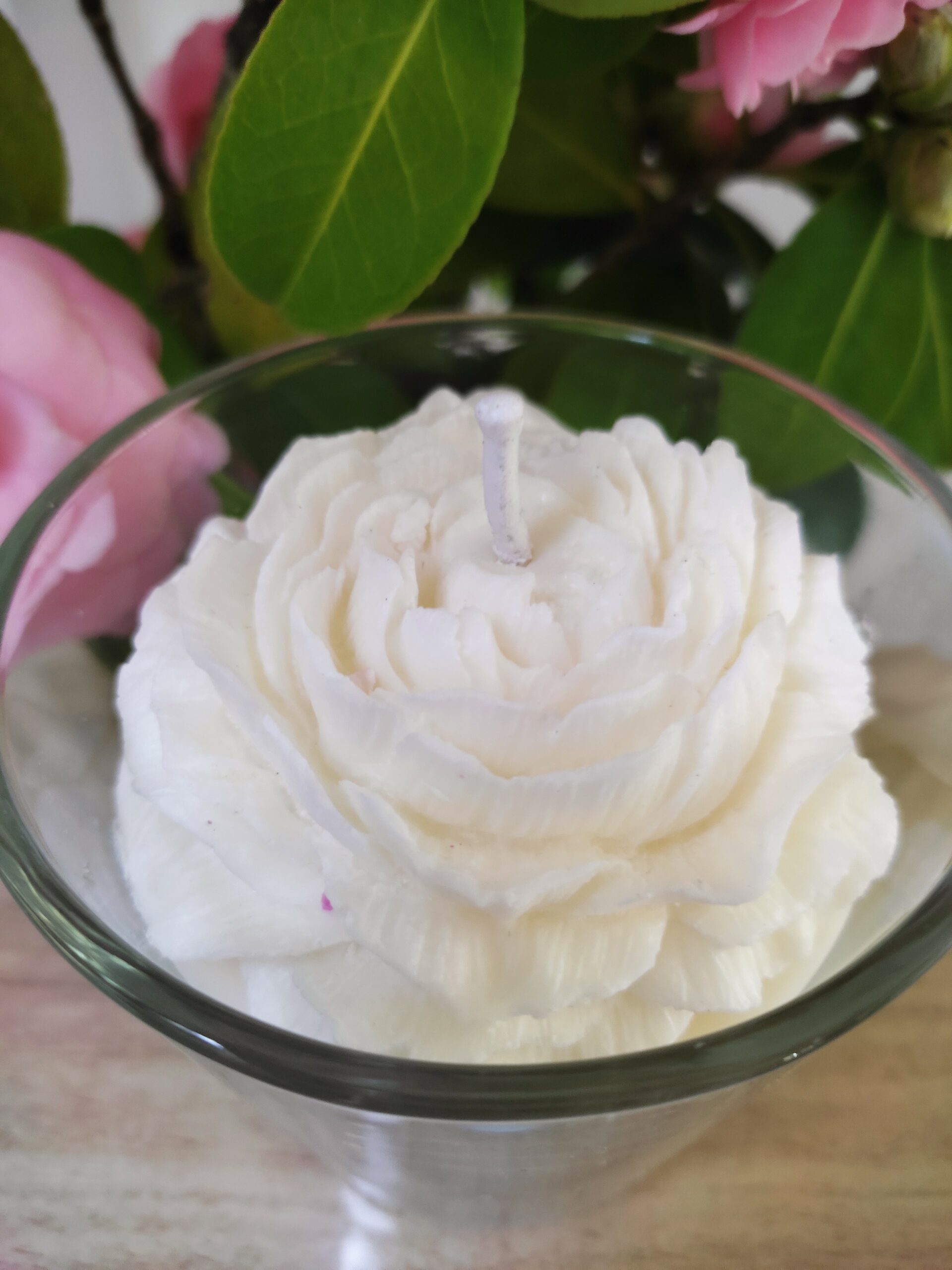 Bougie fleur blanche dans sa verrine – Image 2