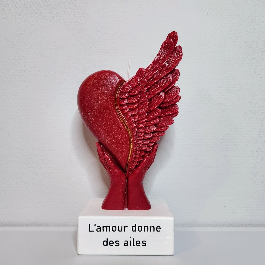 Bougie cœur aile Saint Valentin personnalisée – Image 2