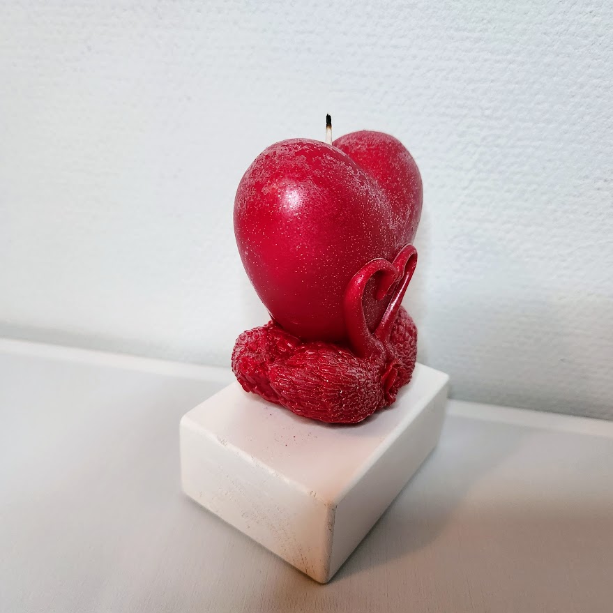 Bougie cœur cygne Saint Valentin personnalisée – Image 3