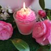 Bougie fleur rose fluo dans sa verrine - Thumbnail Image 1