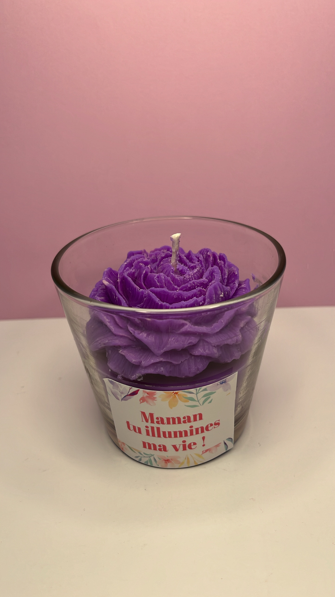 Bougie Fête des Mères : Grande Rose Violette – Image 2