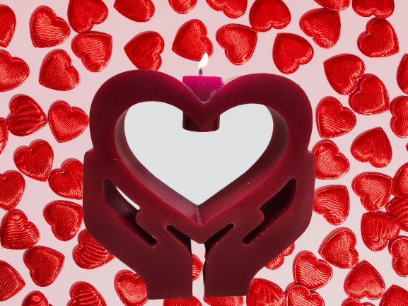 Bougie Saint-Valentin cœur mains – Cadeau artisanal original – Image 2