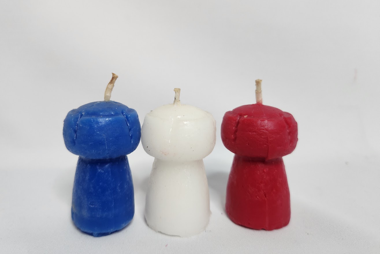Bougies bouchons de Champagne bleu blanc rouge – Image 1