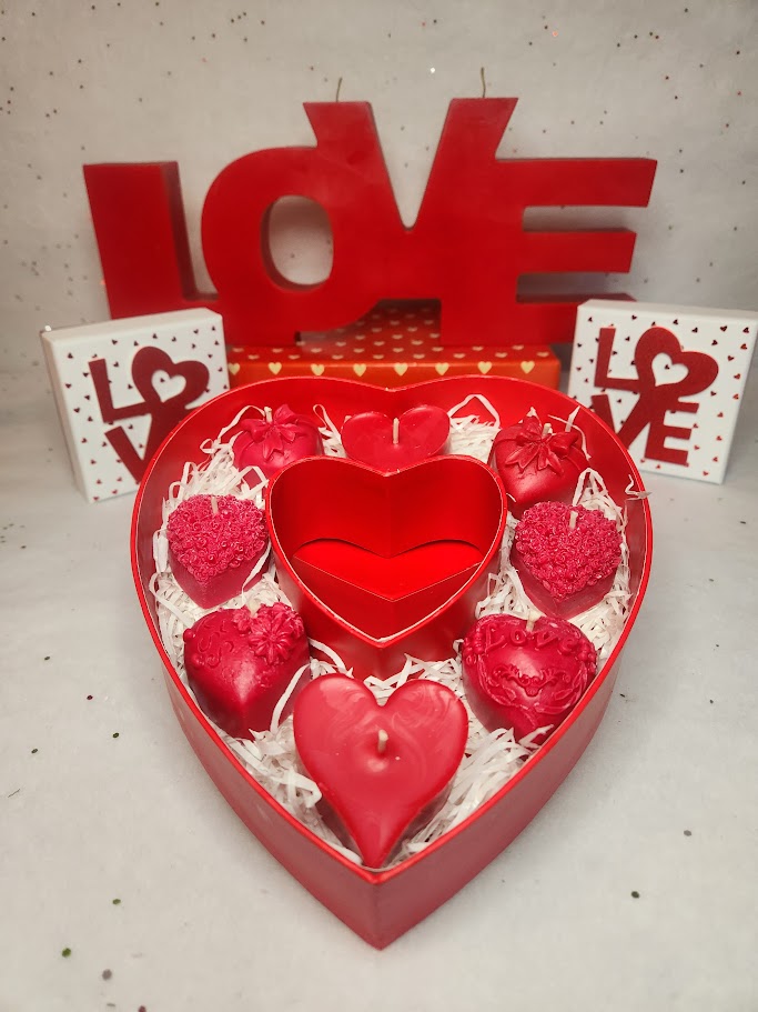 Bougies cœur boîte assortie St Valentin – Image 1