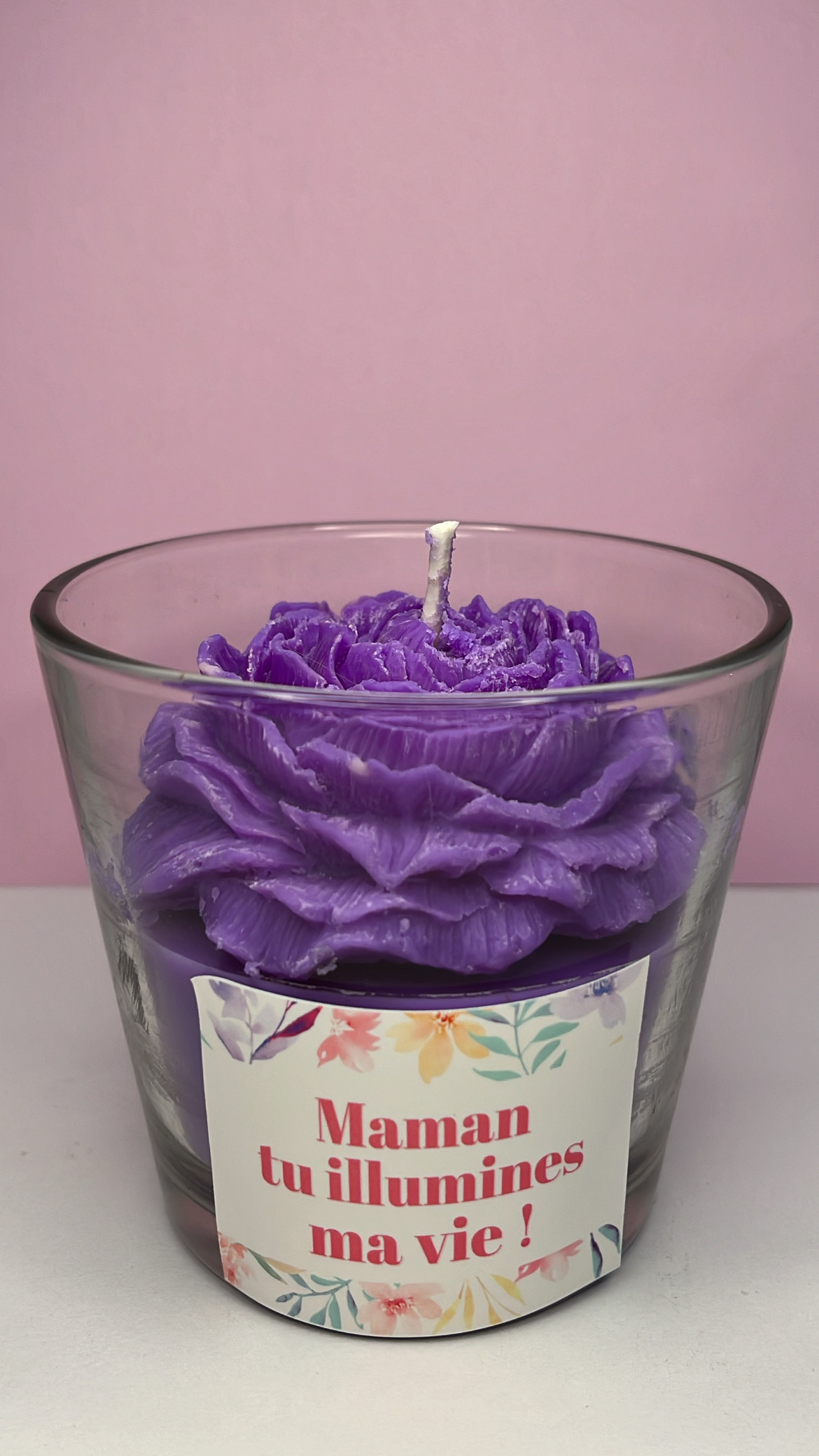 Bougie Fête des Mères : Grande Rose Violette – Image 1