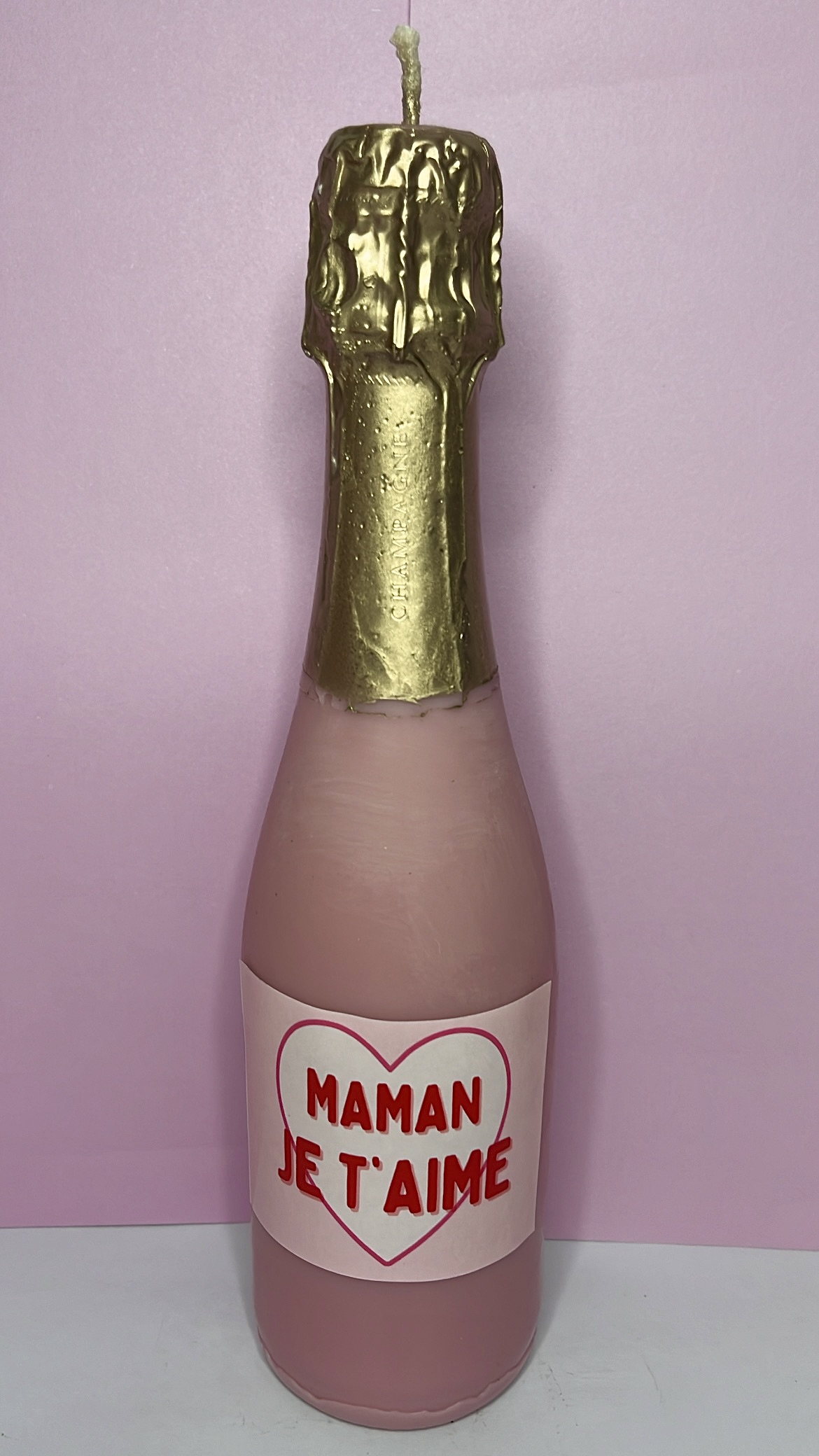 Bougie bouteille de Champagne Fête des Mères : Maman je t'aime – Image 1