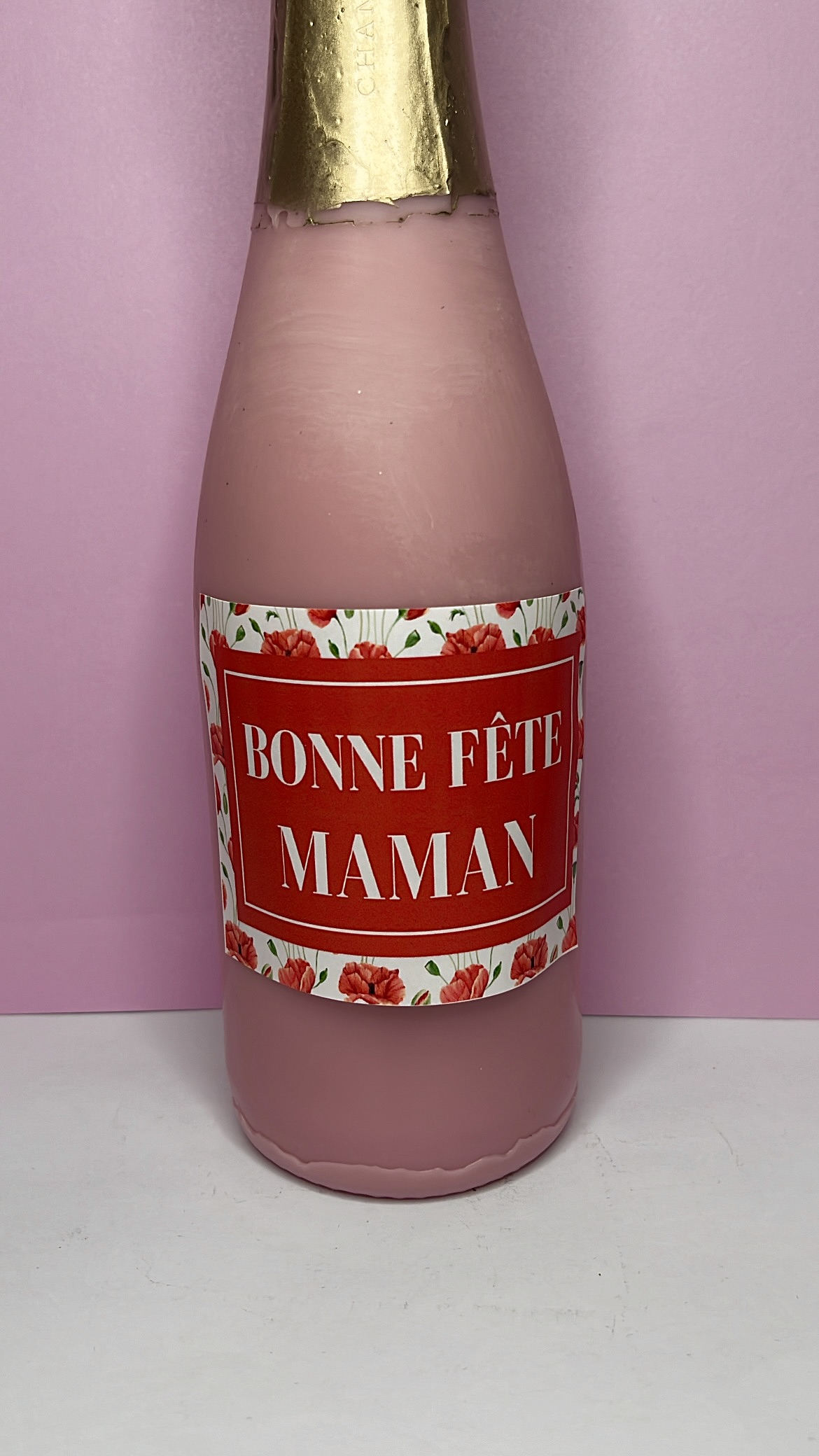 Bougie Bouteille de Champagne Fête des Mères : Bonne Fête Maman – Image 2