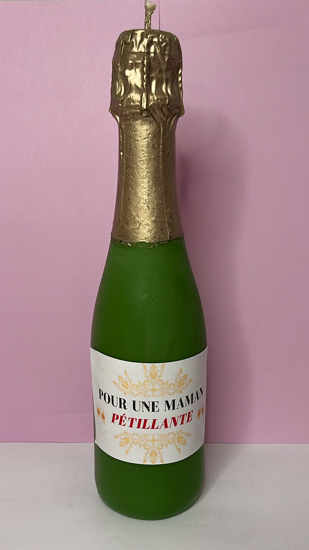 Bougie bouteille de Champagne Fête des Mères : Pour une Maman Pétillante – Image 1