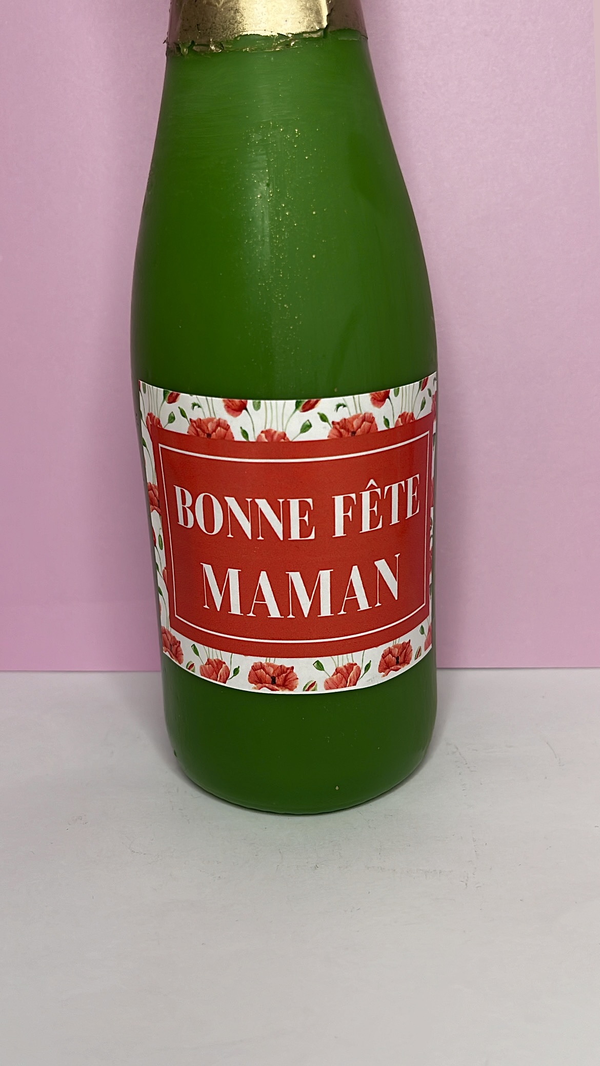 Bougie bouteille de Champagne Fête des Mères : Bonne Fête Maman – Image 2