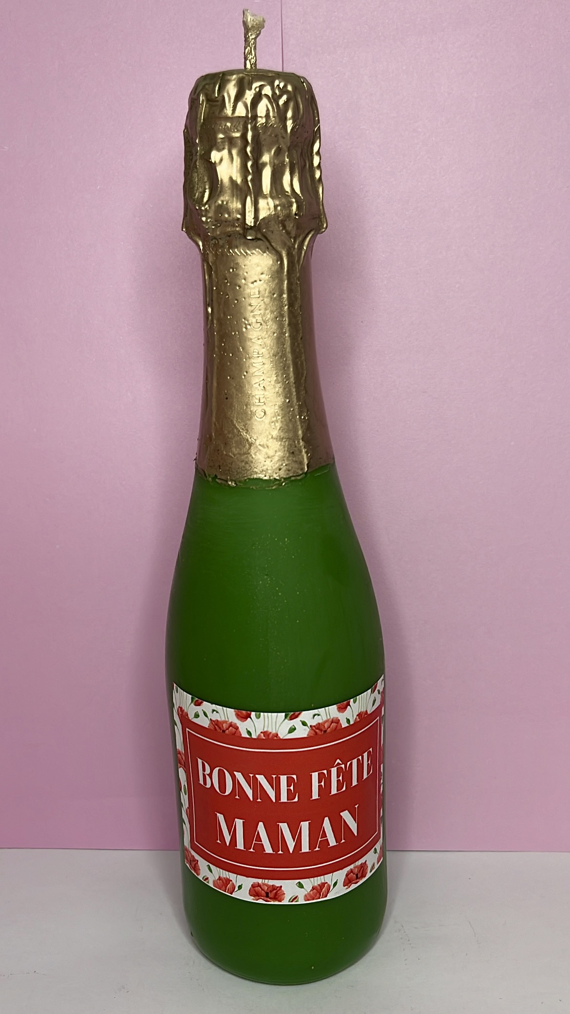 Bougie bouteille de Champagne Fête des Mères : Bonne Fête Maman – Image 1