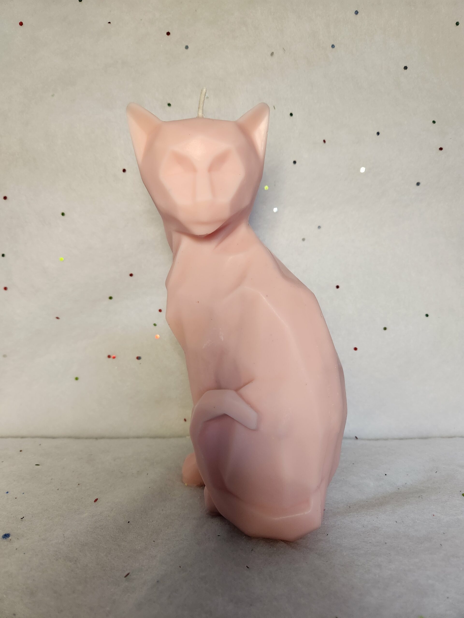 Bougie décorative chat rose pale