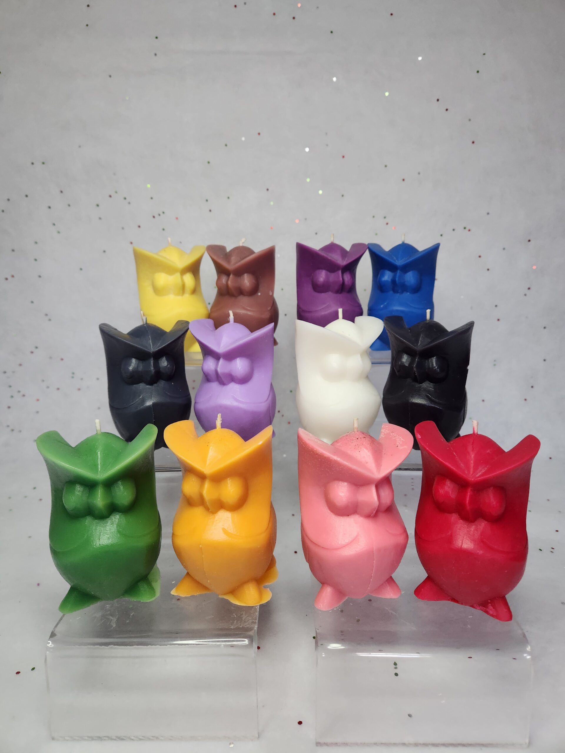 Bougies chouettes couleurs aux choix 8 cm de haut