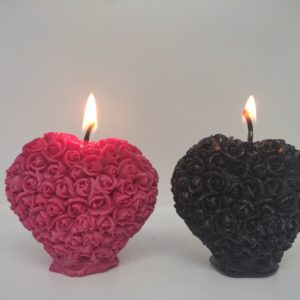 Bougies cœur rouge/noir Saint Valentin