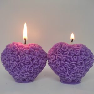 Bougies cœur violet artisanales Saint Valentin