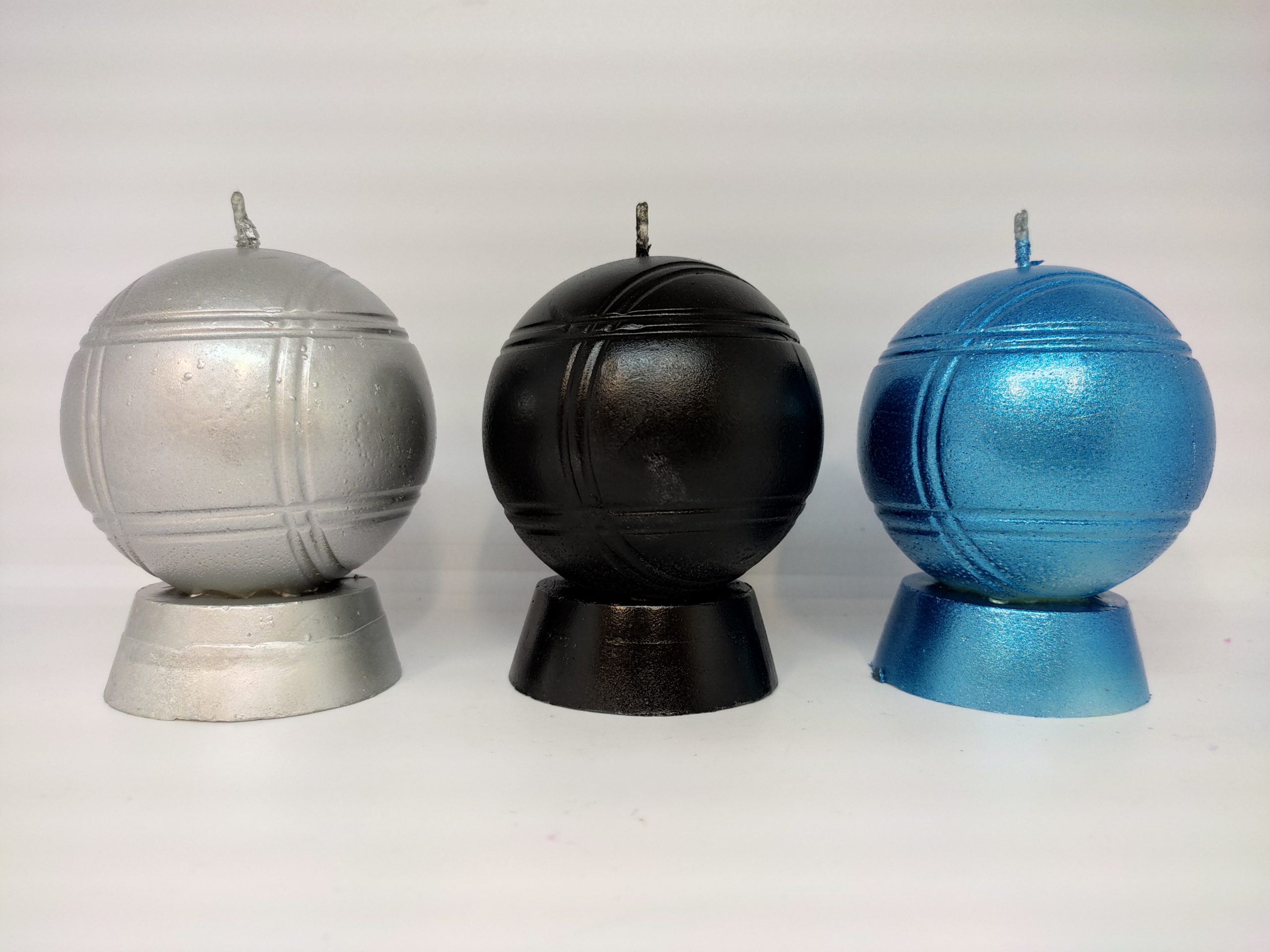 Bougies boules de pétanque triplette tricolore – Image 1