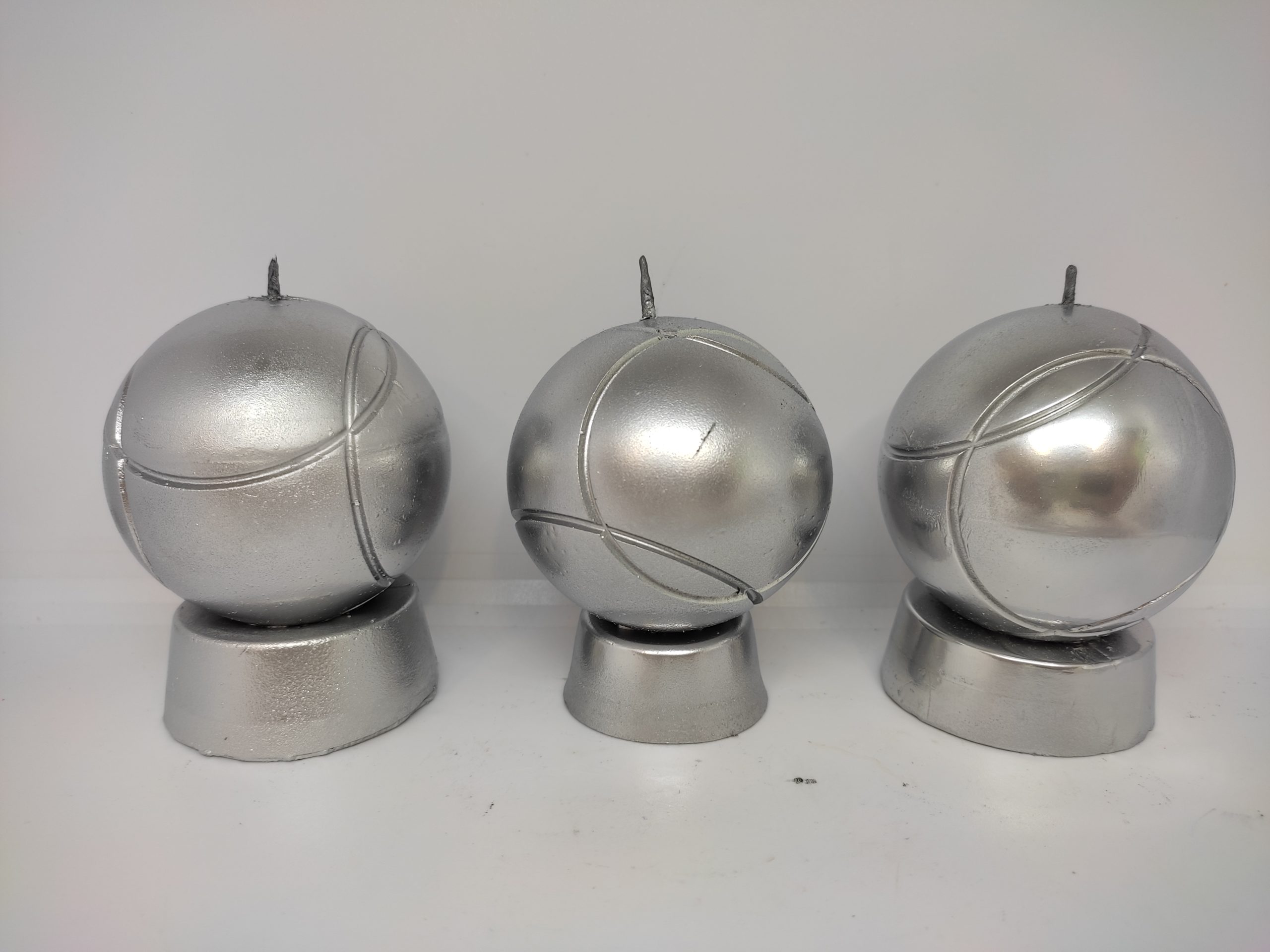 Bougies triplette boules de pétanque argent – Image 2