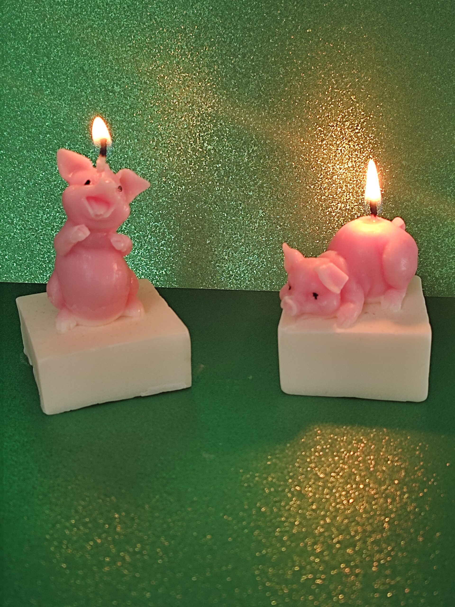 Bougies petits cochons rose – Image 1