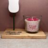 Bougie Nœud rose fushia et son socle en bois - Thumbnail Image 1