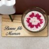 Bougie Nœud rose fushia et son socle en bois - Thumbnail Image 2