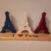 Bougies tour eiffel bleu blanc rouge sur socle bois I love paris - Thumbnail Image 3