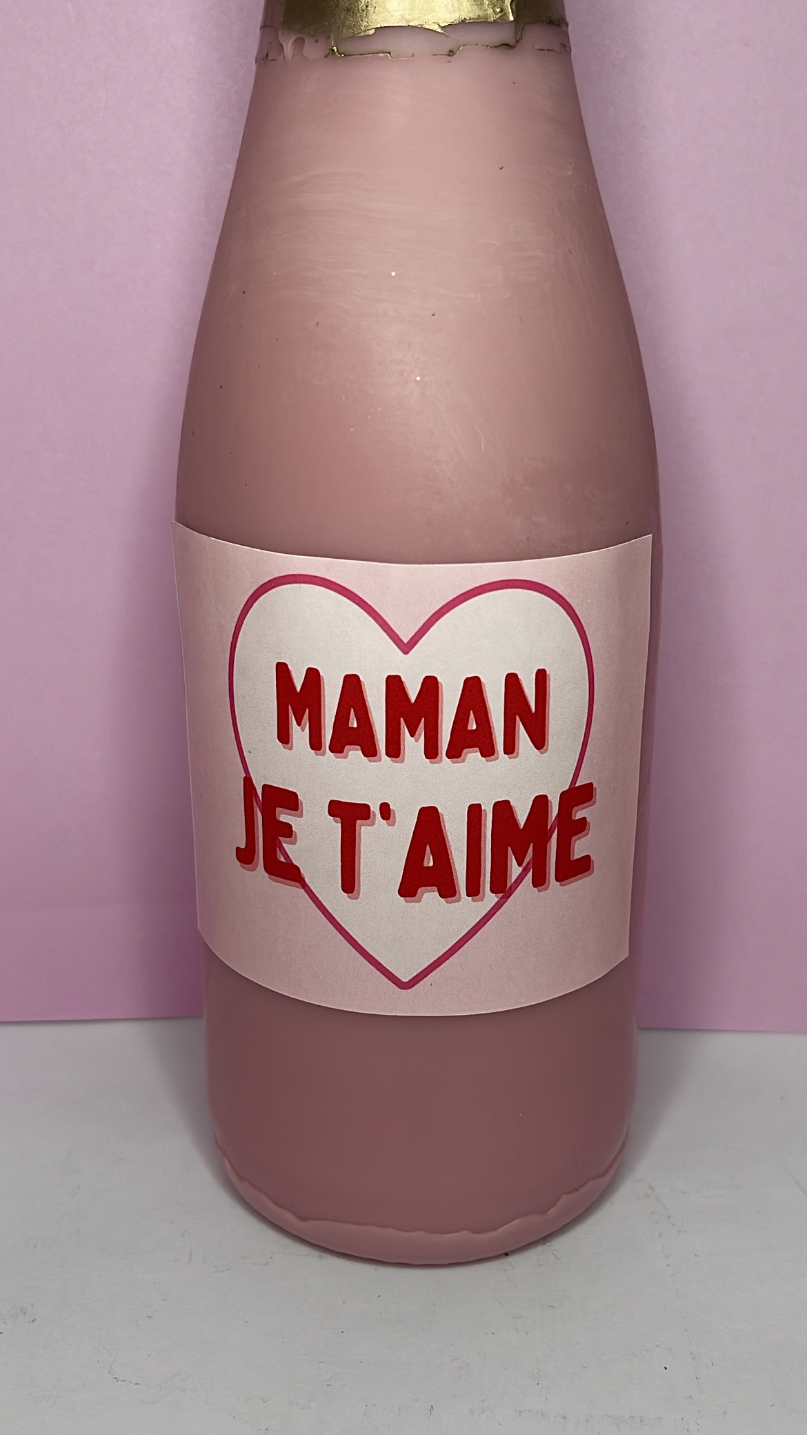 Bougie bouteille de Champagne Fête des Mères : Maman je t'aime – Image 2