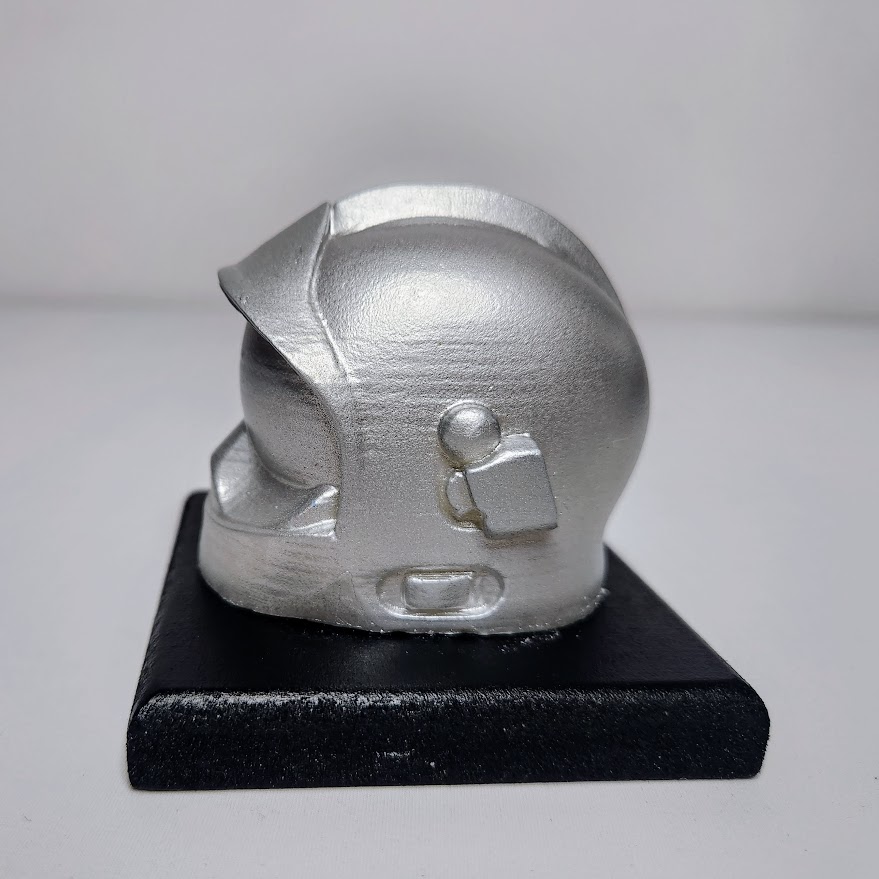 casque de pompier argent en cire végétale et sans mèche
