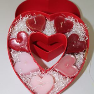 Bougies coffret cœurs Saint Valentin
